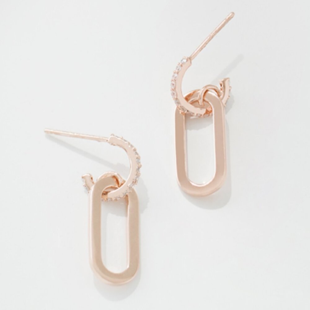 Rose Gold Crystal Chain Link Drop Earrings